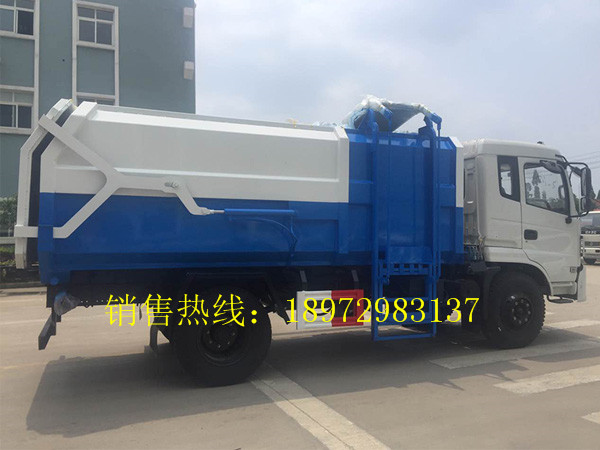东风145新款侧装压缩式挂桶式垃圾车