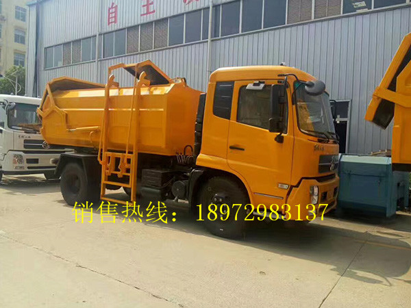 东风天锦侧装挂桶压缩式垃圾车