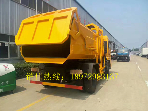 东风天锦侧装挂桶压缩式垃圾车