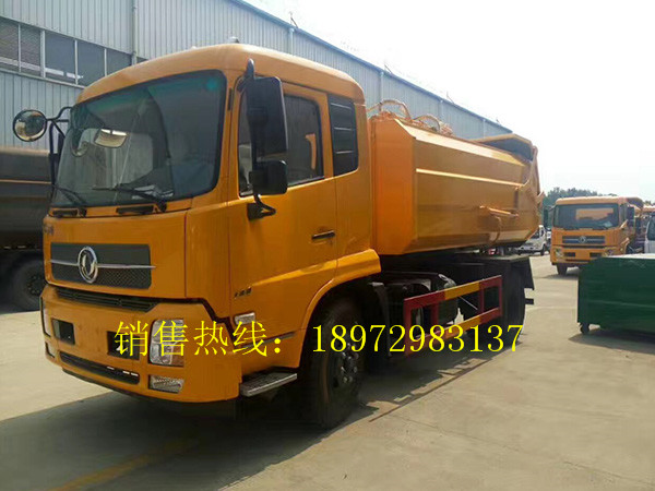 东风天锦侧装挂桶压缩式垃圾车