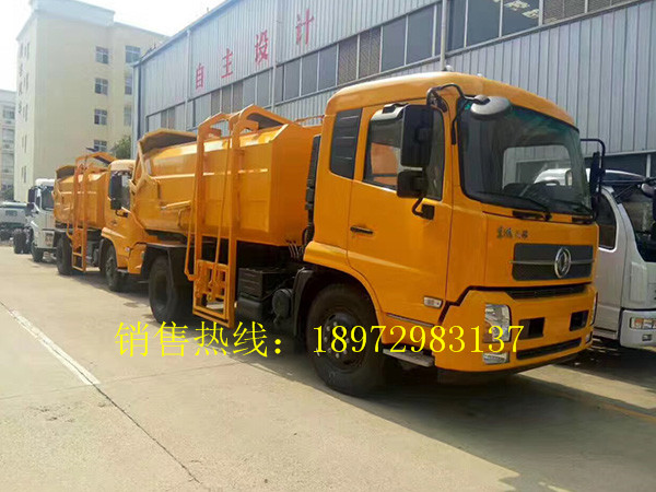 东风天锦侧装挂桶压缩式垃圾车